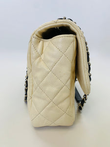 CHANEL Ivory and Grey Ombré Caviar Leather Flap Bag
