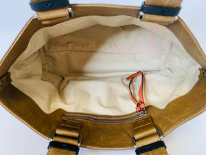 Chloe Denim and Leather Logo Tote Bag