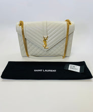Load image into Gallery viewer, Saint Laurent Cream Large Envelope Flap Bag