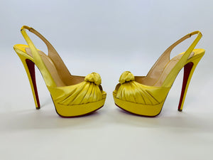 Christian Louboutin Yellow Jenny 150mm Platform Slingbacks Size 37 1/2