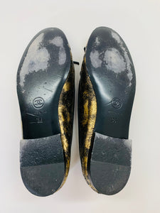 CHANEL Black and Gold Ballerina Flats Size 36