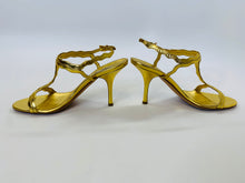 Load image into Gallery viewer, Prada Gold Leather Strappy Sandals Size 38