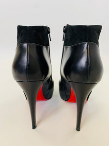 Christian Louboutin Black Lace Up Booties Size 40