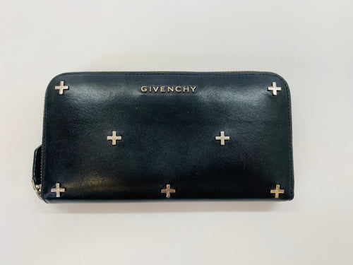 Givenchy Black Leather Pandora Micro Cross Zip Around Wallet