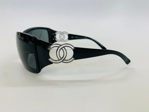 CHANEL Black and Silver CC Sunglasses