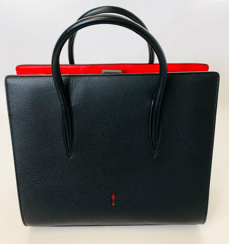 Christian Louboutin Large Paloma Black Calfskin Empire Patent Leather Tote Bag