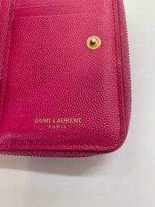 Saint Laurent Pink Cassandre Compact Zip Around Wallet