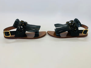 Marni Black Leather and Crystal Sandals Size 40