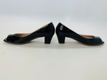 Load image into Gallery viewer, CHANEL Black Patent Leather Peep Toe Pumps Size 38