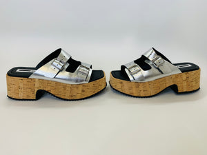 McQ by Alexander McQueen Silver Debbie Platform Sandal Size 40