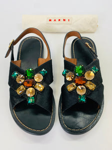 Marni Jeweled Flat Sandals Size 40