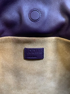 Loewe Eggplant Flamenco Drawstring Clutch With Strap