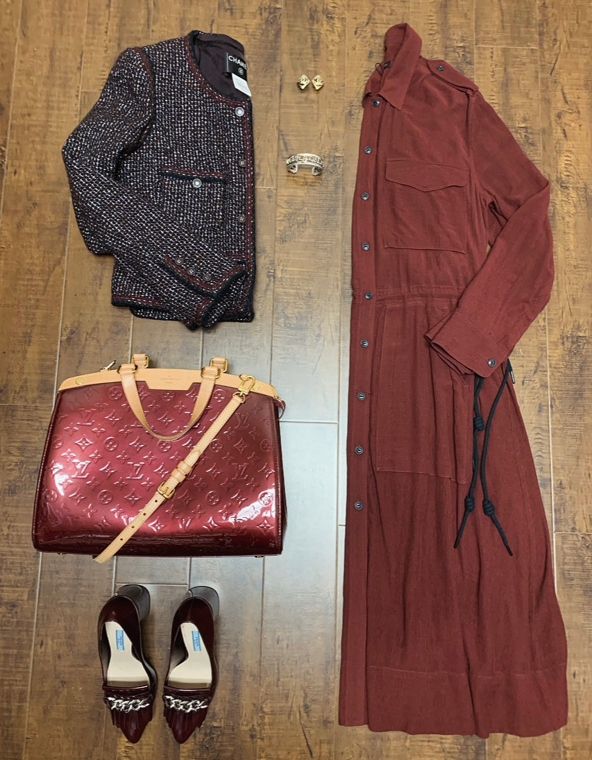 CHANEL Merlot and Black Tweed Jacket Size 42