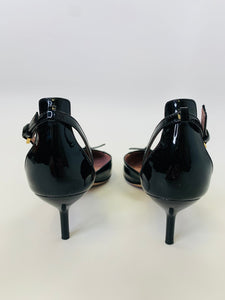 Gucci Black Patent Leather Knotted Tie Pumps Size 36 1/2