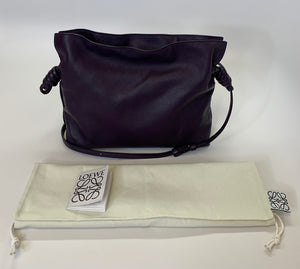 Loewe Eggplant Flamenco Drawstring Clutch With Strap