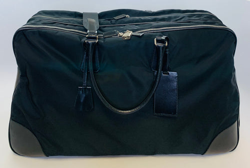 Prada Black Tessuto Nylon and Leather Travel Bag