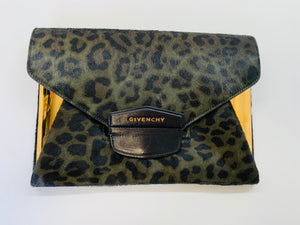 Givenchy Dark Green and Black Antigona Envelope Clutch