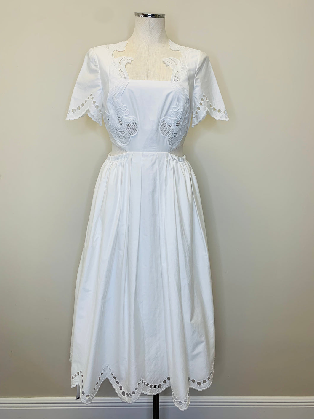 Self Portrait White Broderie Scallop Dress Sizes 4 and 8