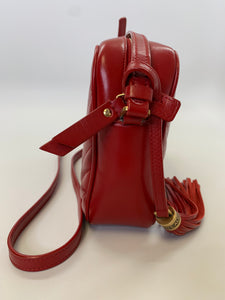 Saint Laurent Red Lou Medium YSL Camera Bag With Tassel