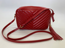Load image into Gallery viewer, Saint Laurent Red Lou Medium YSL Camera Bag With Tassel