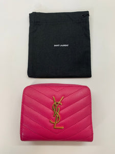 Saint Laurent Pink Cassandre Compact Zip Around Wallet