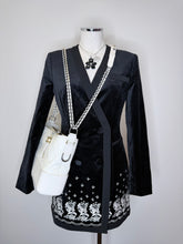 Load image into Gallery viewer, Saloni Bree Black Cotton Velvet Filigree Embroidery Dress Sizes 4, 6, 8 and 10
