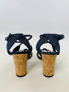 Jimmy Choo Denim and Cork Sandals Size 39 1/2