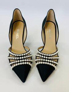 CHANEL Pearl and Grosgrain Pumps Size 39