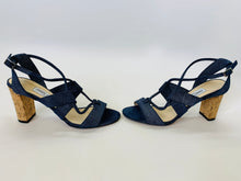 Load image into Gallery viewer, Jimmy Choo Denim and Cork Sandals Size 39 1/2