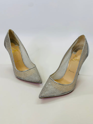 Christian Louboutin Silver Follies Resille Pumps Size 39 1/2