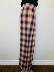 CHANEL Pink and Black Paillete Plaid Pant Size 38