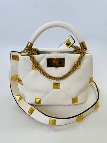 Valentino Garavani Ivory Small Roman Maxi Stud Handbag