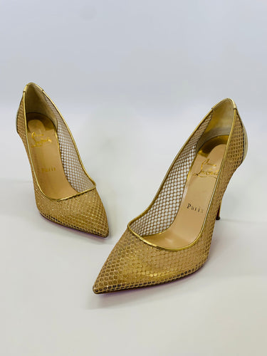 Christian Louboutin Gold Follies Resille Pumps Size 39 1/2