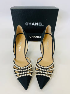 CHANEL Pearl and Grosgrain Pumps Size 39