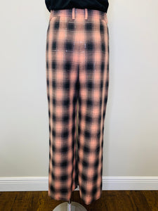 CHANEL Pink and Black Paillete Plaid Pant Size 38