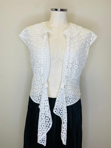 CHANEL Ivory Floral Lace Top Size 44
