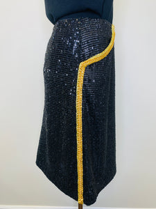 CHANEL Black Glittered Tweed and Rope Skirt Size 38