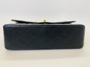 CHANEL Black Caviar Leather Large Classic Double Flap Bag