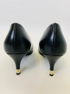 CHANEL Black Pearl Heel Pumps Size 40