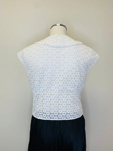 CHANEL Ivory Floral Lace Top Size 44