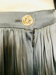CHANEL Black Long Sheer Dot Panel Skirt Size 38
