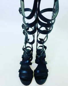 CHANEL Black Gladiator Sandals Size 38
