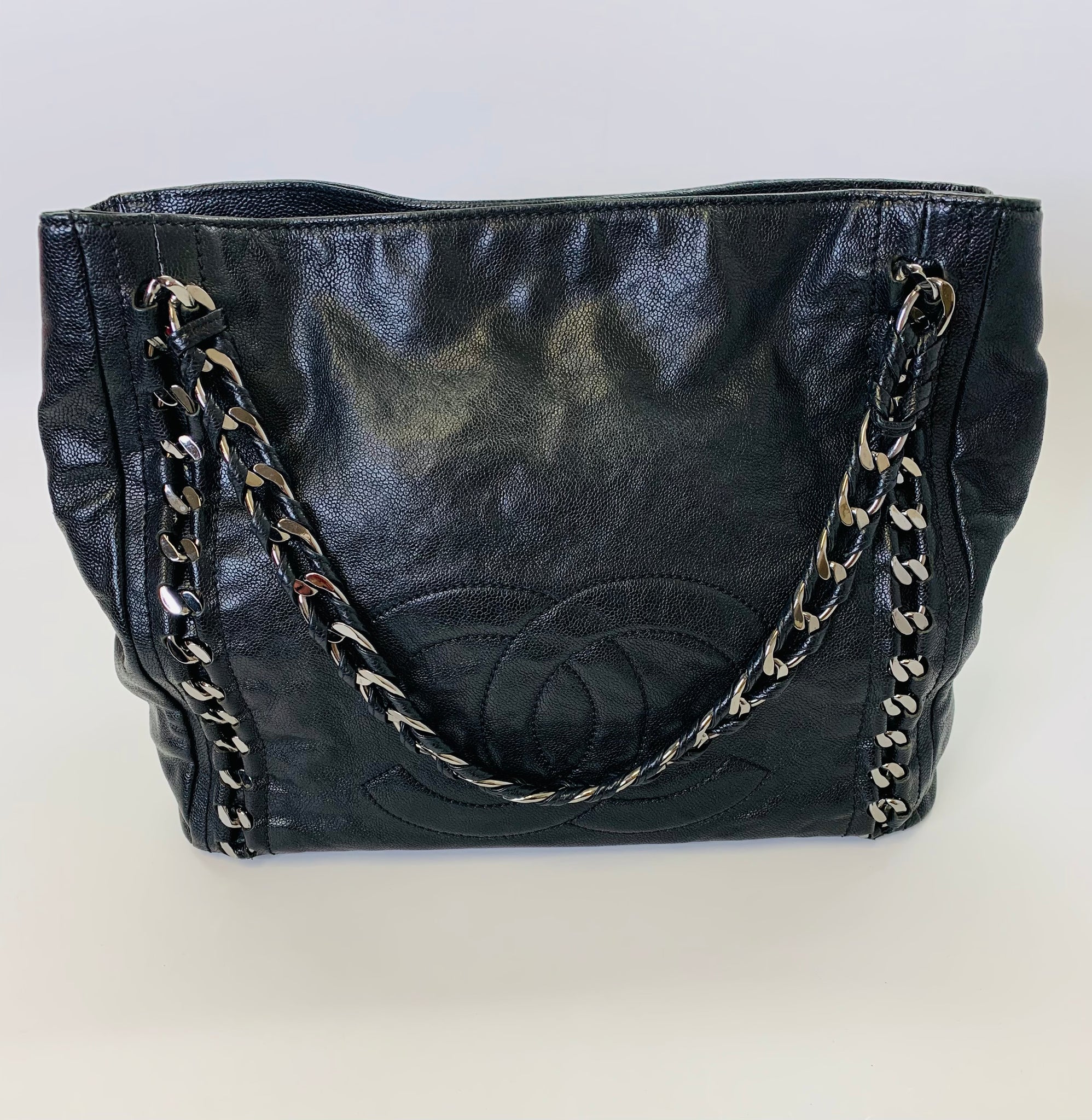 Chanel Chanel Black Quilted Caviar Leather Shoulder Flap Bag Large
