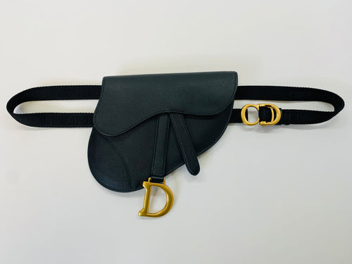 Christian Dior Black Saddle Belt Pouch