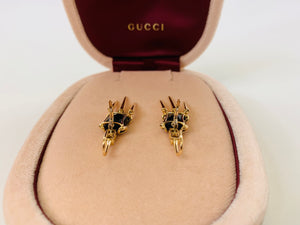 Gucci Black Onyx, Rose Gold and Diamond Spike Earrings