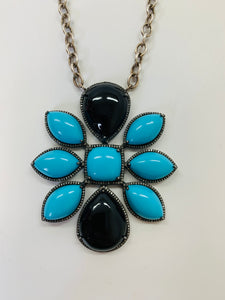 Rainey Elizabeth Sterling Silver, Turquoise, Black Onyx and Diamond Necklace