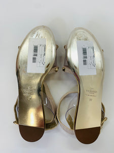 Valentino Garavani Gold Flat Rockstud Sandals Size 37