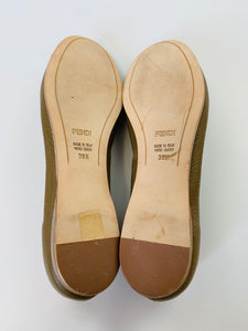 Fendi Taupe Ballerina Flats Size 39 1/2