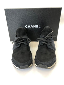 CHANEL Black and White Fabric Sneakers Size 38