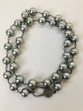 Load image into Gallery viewer, Rainey Elizabeth Long Silver Pearl and Pave Diamond Necklace